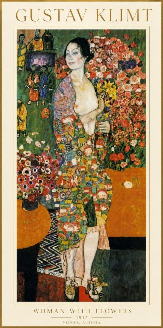 Klimt Woman with Flowers No4 - Póster