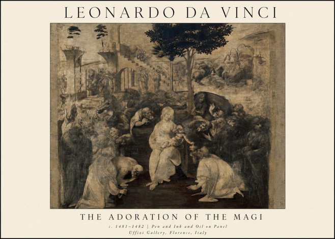 Leonardo da Vinci The Adoration of the Magi No1 - Póster