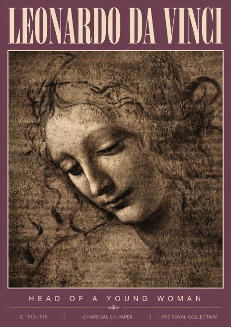 Leonardo da Vinci Head of a Young Woman II No4 - Póster
