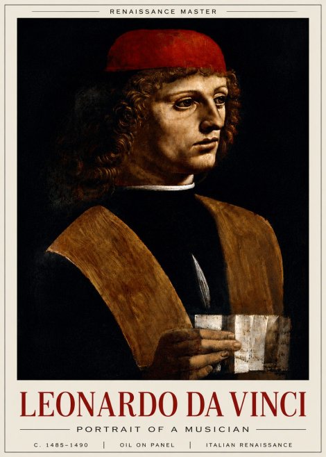 Leonardo da Vinci Portrait of a Musician No6 - Póster