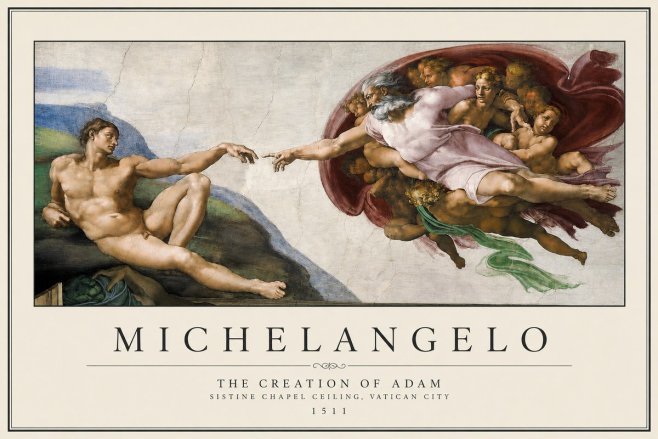 Michelangelo The Creation of Adam No3 - Póster