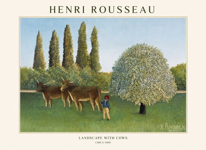 Rousseau Landscape with Cows No1 - Póster