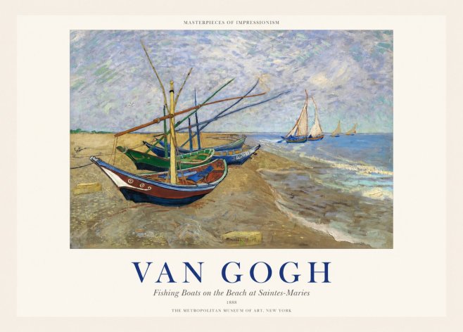 Van Gogh Fishing Boats on the Beach at Saintes-maries No1 - Póster