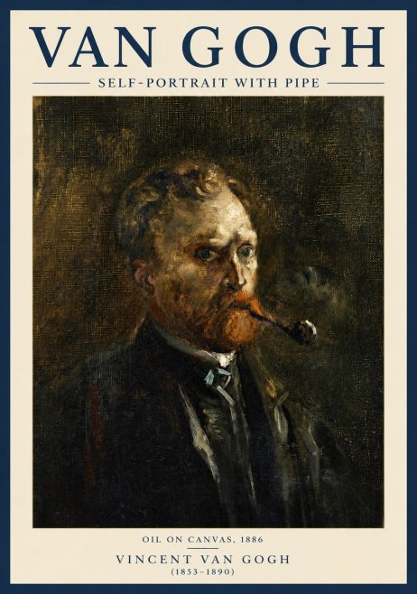 Van Gogh Self-portrait with Pipe No6 - Póster