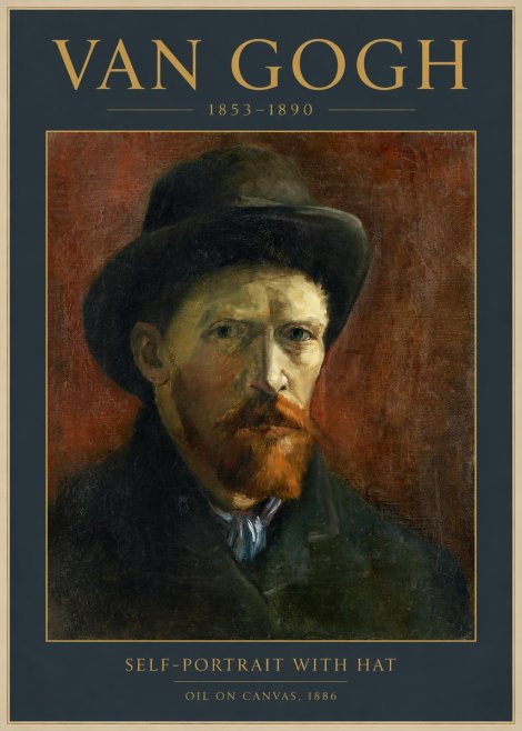 Van Gogh Self-portrait with Hat No1 - Póster