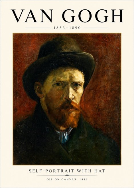 Van Gogh Self-portrait with Hat No4 - Póster