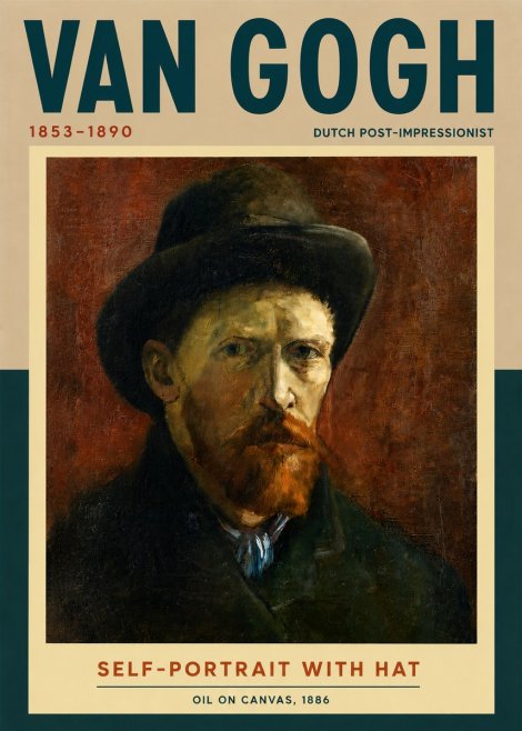 Van Gogh Self-portrait with Hat No5 - Póster