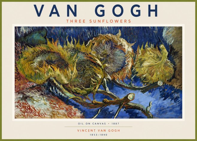 Van Gogh Three Sunflowers No2 - Póster