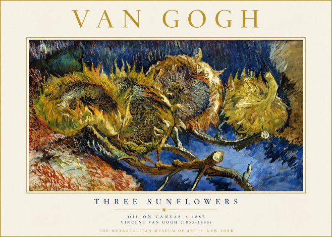 Van Gogh Three Sunflowers No3 - Póster