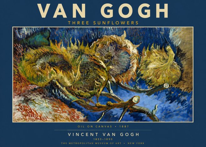 Van Gogh Three Sunflowers No5 - Póster
