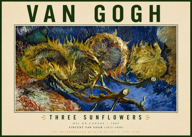 Van Gogh Three Sunflowers No6 - Póster