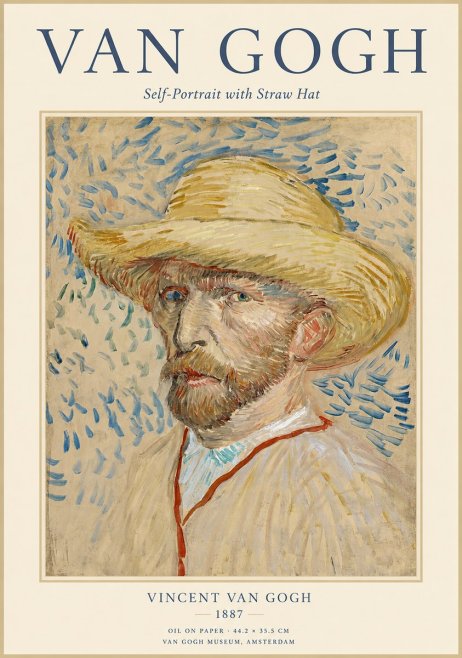 Van Gogh Self-portrait with Straw Hat II No1 - Póster