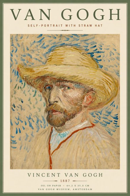 Van Gogh Self-portrait with Straw Hat II No4 - Póster