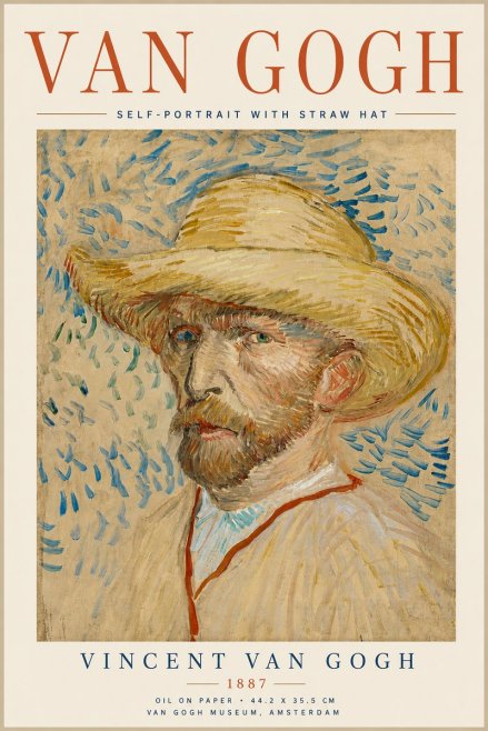 Van Gogh Self-portrait with Straw Hat II No6 - Póster