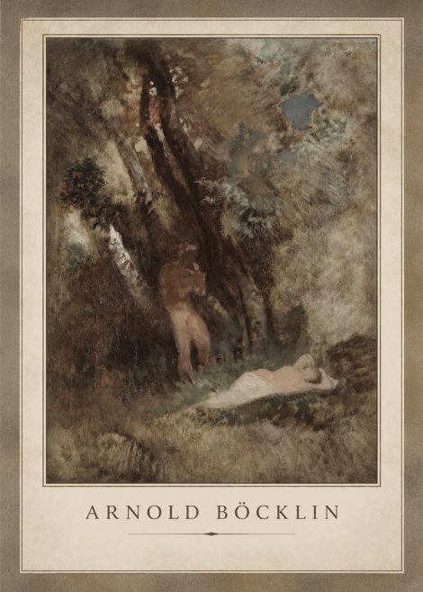 Arnold Böcklin Pan Frightening a Nymph No2 - Póster