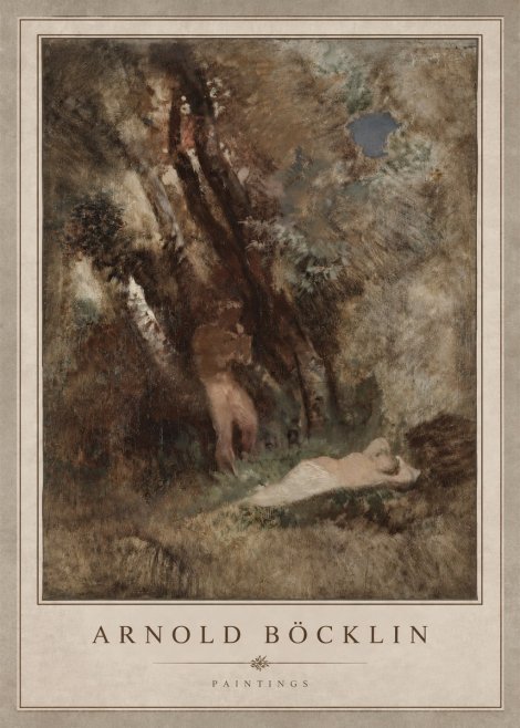 Arnold Böcklin Pan Frightening a Nymph No3 - Póster