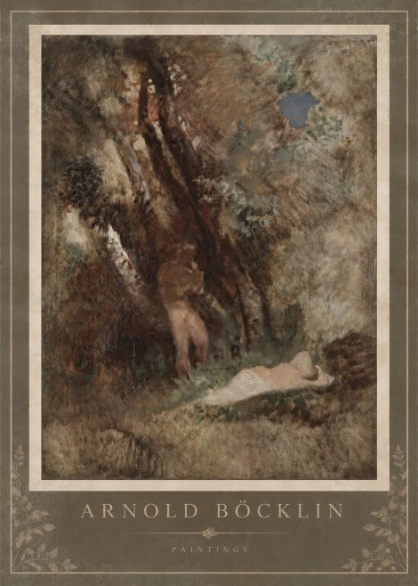 Arnold Böcklin Pan Frightening a Nymph No4 - Póster