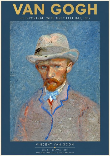 Van Gogh Self-portrait with Grey Felt Hat II No2 - Póster