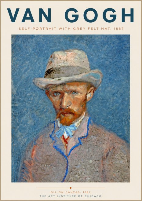 Van Gogh Self-portrait with Grey Felt Hat II No6 - Póster
