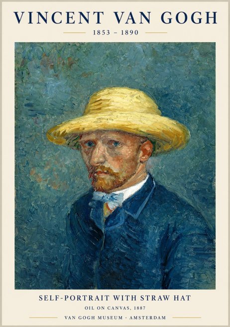 Van Gogh Self-portrait with Straw Hat III No1 - Póster