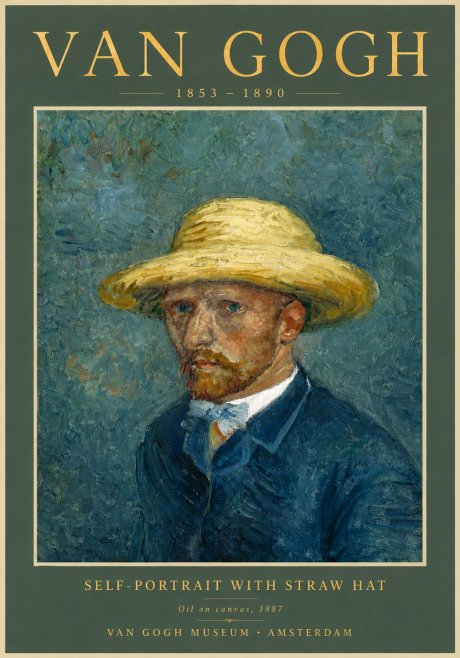 Van Gogh Self-portrait with Straw Hat III No5 - Póster