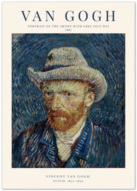 Van Gogh Portrait of the Artist with Grey Felt Hat No1 - Póster