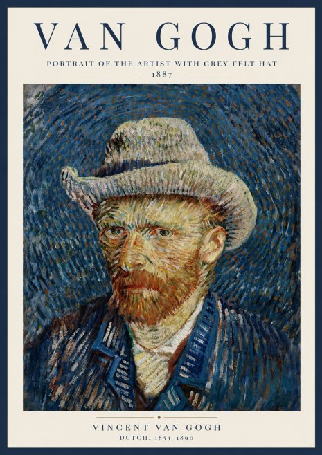 Van Gogh Portrait of the Artist with Grey Felt Hat No4 - Póster