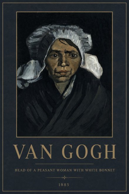 Van Gogh Head of a Peasant Woman with White Bonnet No2 - Póster