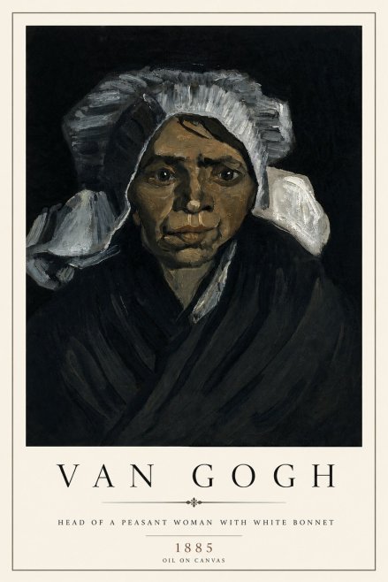 Van Gogh Head of a Peasant Woman with White Bonnet No4 - Póster