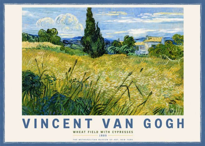 Van Gogh Wheat Field with Cypresses No3 - Póster