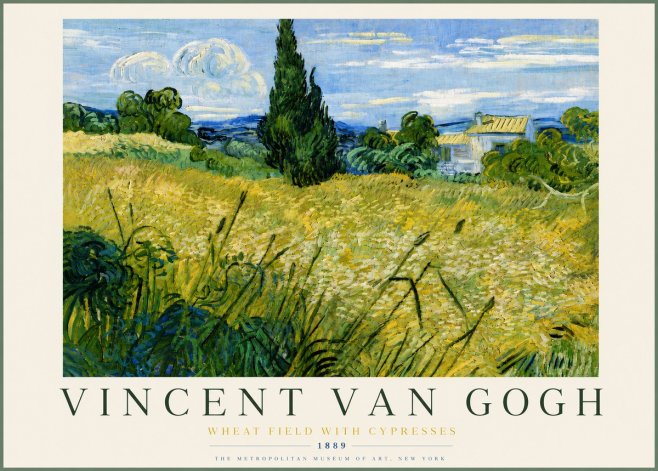 Van Gogh Wheat Field with Cypresses No4 - Póster