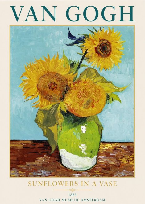 Van Gogh Sunflowers in a Vase No1 - Póster