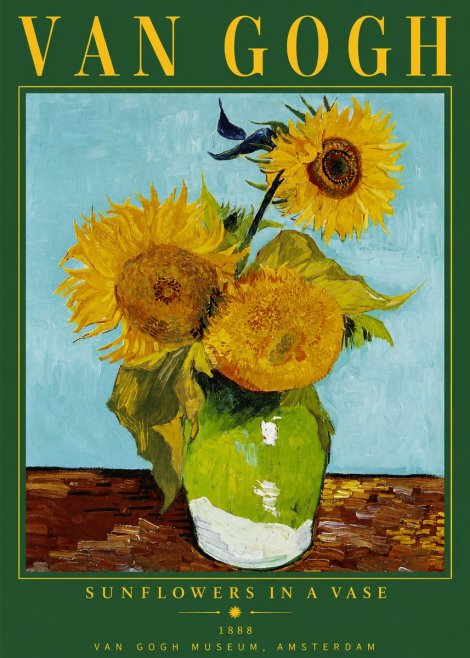 Van Gogh Sunflowers in a Vase No4 - Póster