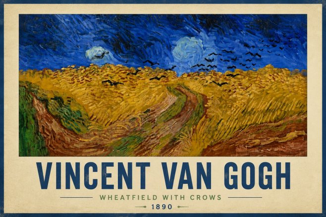 Van Gogh Wheatfield with Crows No6 - Póster
