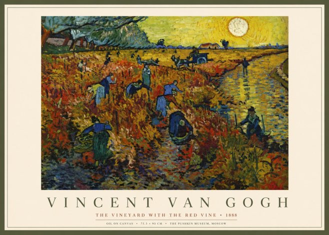 Van Gogh The Vineyard with the Red Vine No2 - Póster