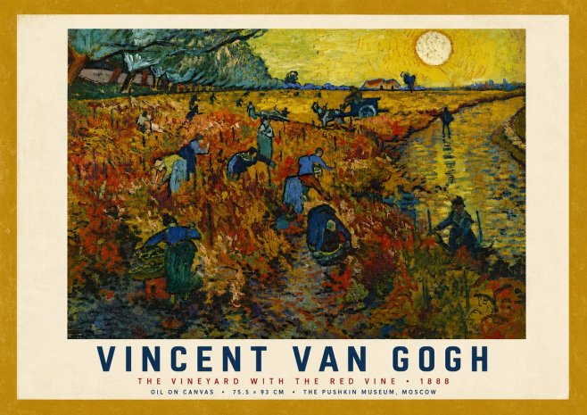 Van Gogh The Vineyard with the Red Vine No4 - Póster