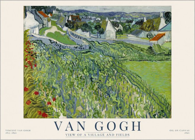 Van Gogh View of a Village and Fields No1 - Póster