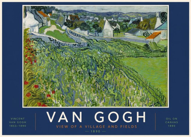 Van Gogh View of a Village and Fields No3 - Póster