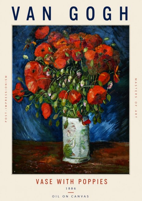 Van Gogh Vase with Poppies No5 - Póster