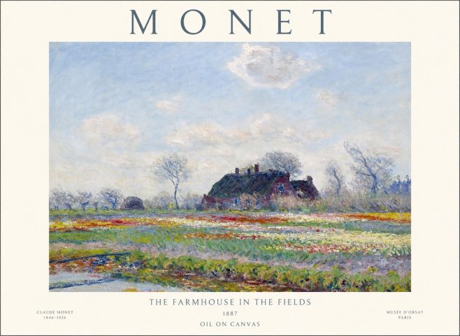 Monet The Farmhouse in the Fields No1 - Póster