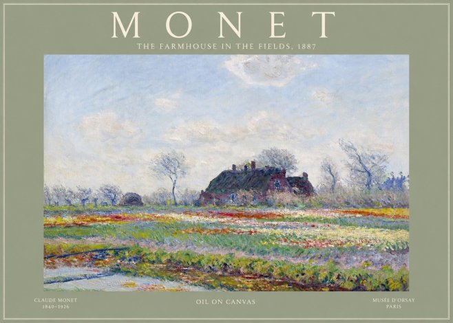 Monet The Farmhouse in the Fields No2 - Póster