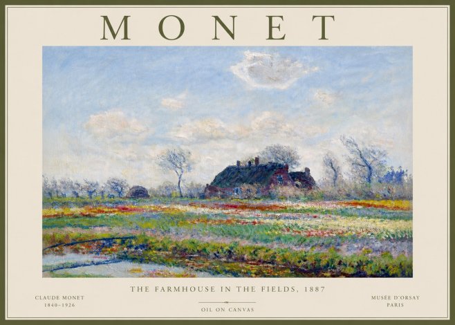 Monet The Farmhouse in the Fields No6 - Póster