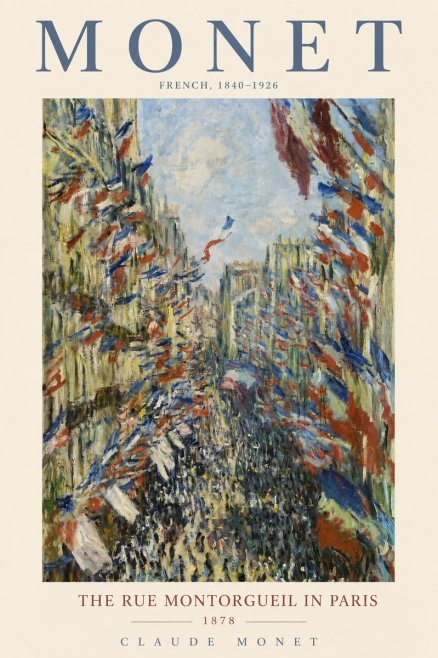Monet The Rue Montorgueil in Paris No2 - Póster