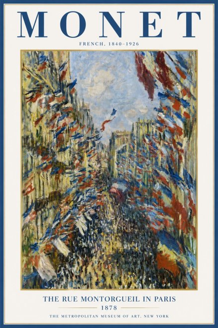 Monet The Rue Montorgueil in Paris No3 - Póster