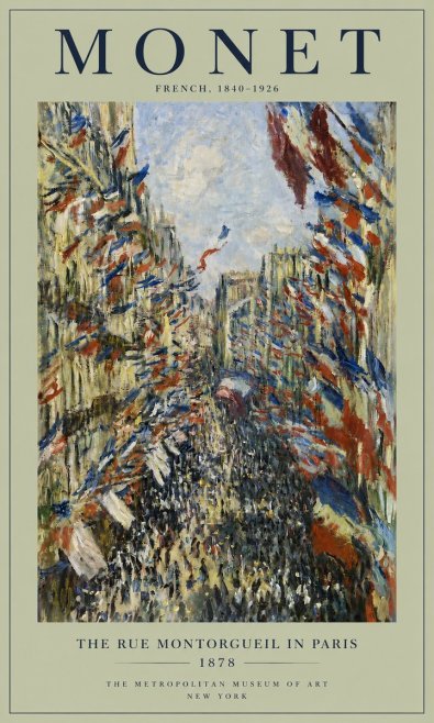 Monet The Rue Montorgueil in Paris No4 - Póster