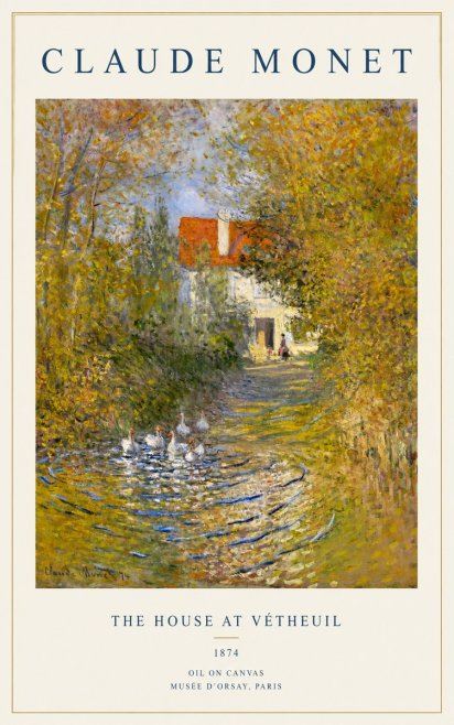 Monet The House at Vétheuil No1 - Póster