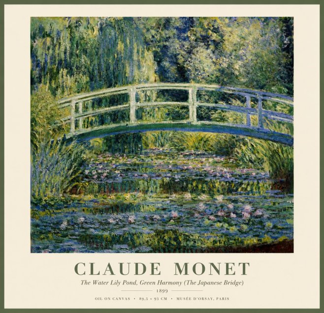 Monet The Water Lily Pond, Green Harmony (the Japanese Bridge) No1 - Póster