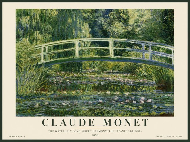 Monet The Water Lily Pond, Green Harmony (the Japanese Bridge) No3 - Póster