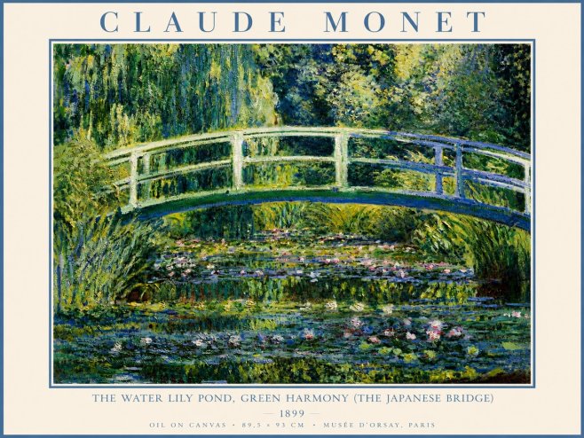 Monet The Water Lily Pond, Green Harmony (the Japanese Bridge) No4 - Póster