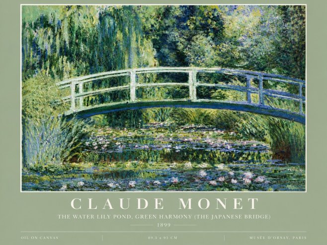 Monet The Water Lily Pond, Green Harmony (the Japanese Bridge) No5 - Póster